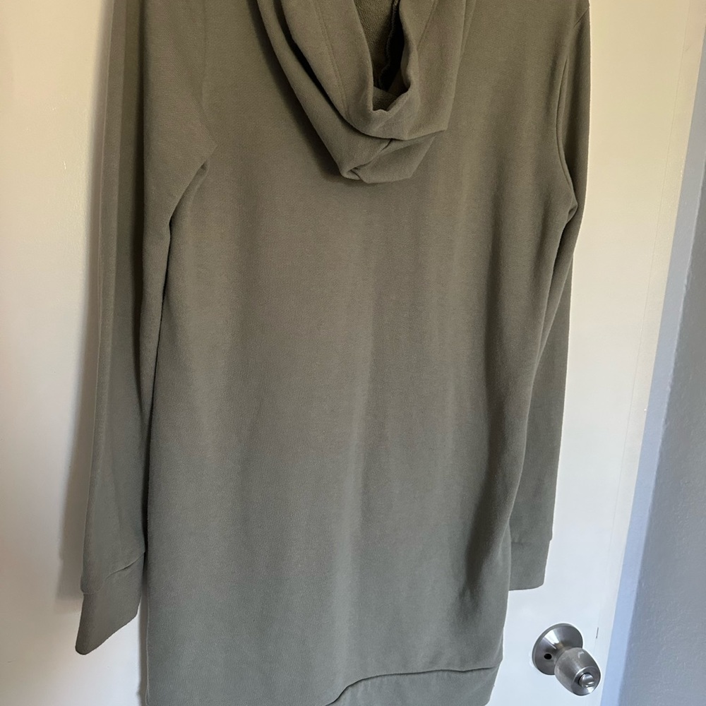 Olive Green Hooded Sweater dress w/ pockets - Picture 2 of 7